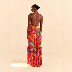 FARM RIO Tropical Red Ombre Chita Maxi Dress